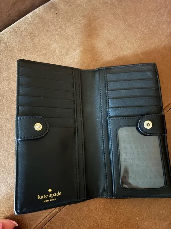 kate spade Black & White Check Plaid Continental Wallet - Picture 2 of 3